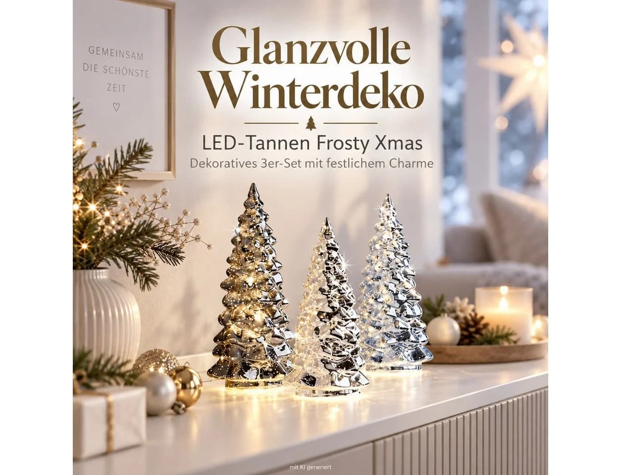 Weltbild LED-Tannen „Frosty Xmas“ 3er-Set Weihnachtsdeko - Bild 4