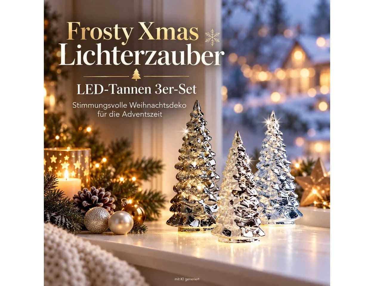 Weltbild LED-Tannen „Frosty Xmas“ 3er-Set Weihnachtsdeko - Bild 5