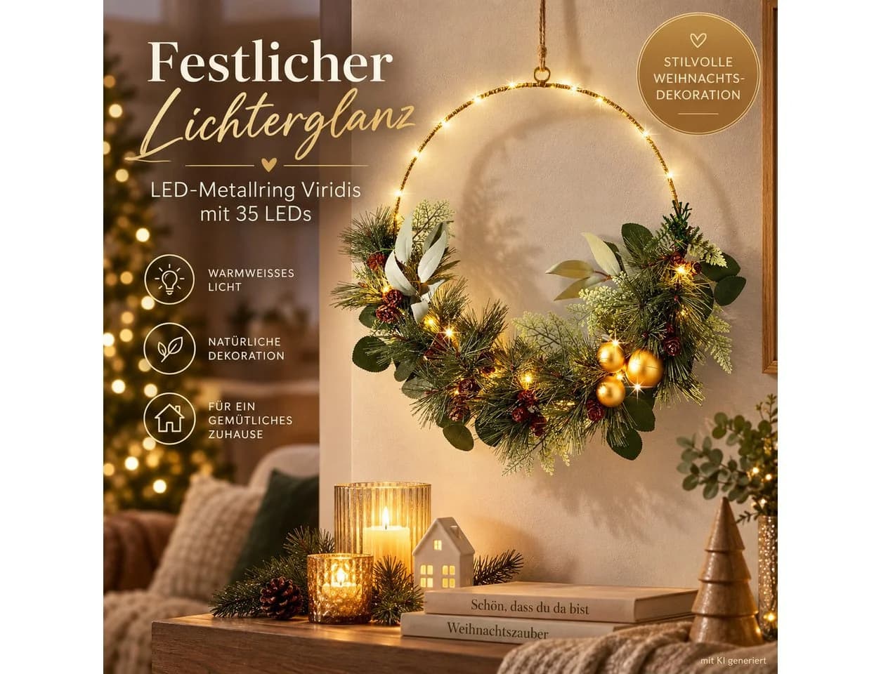 Weltbild LED-Metallring Viridis 35 LEDs Dekoring Bunt - Bild 2