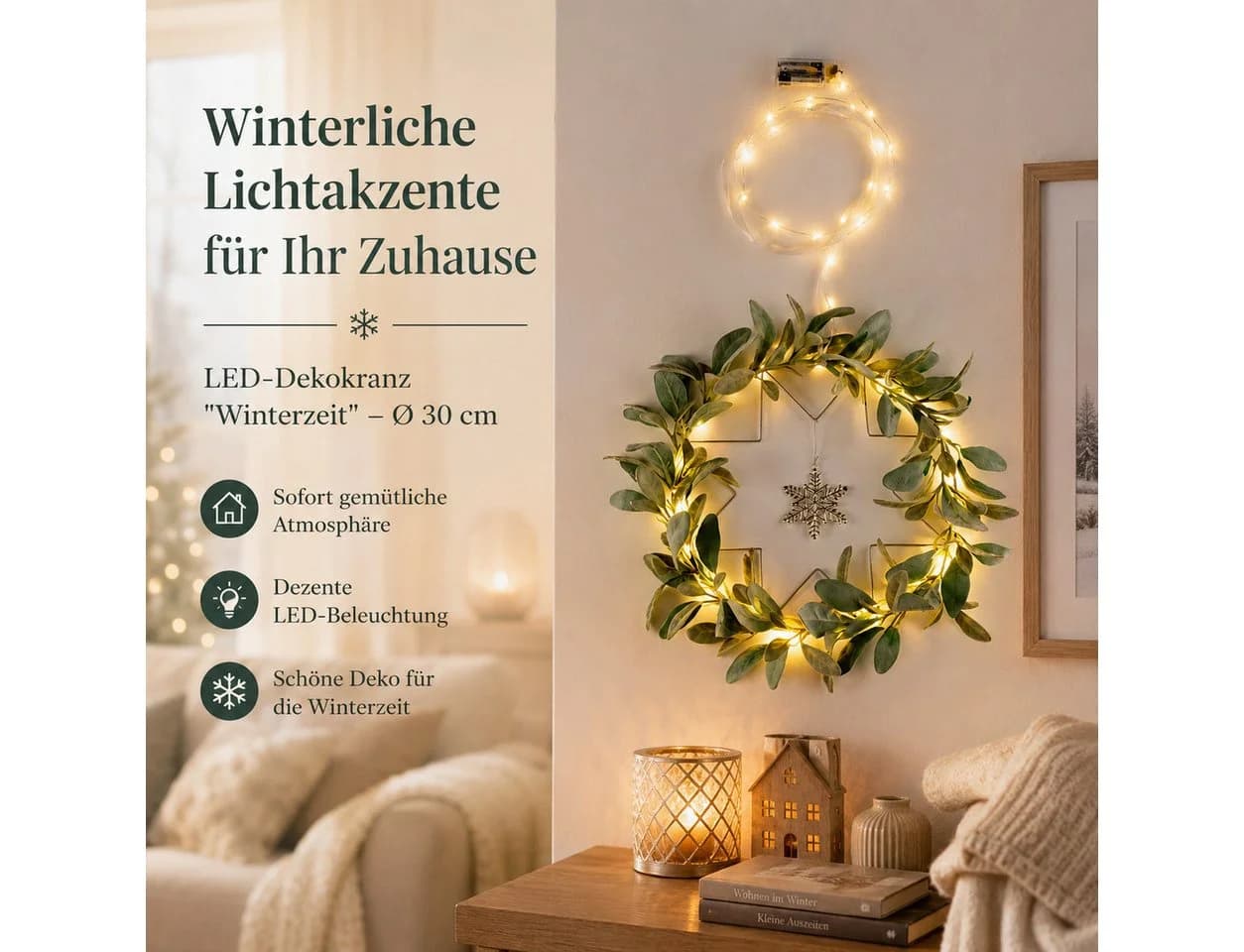 Weltbild LED-Dekokranz Winterzeit Grün 30 cm - Bild 3
