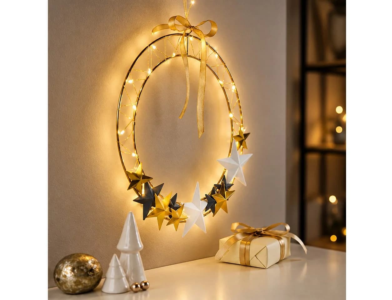 Weltbild LED Metallring 30cm Weihnachtsdeko Leuchte Weiss