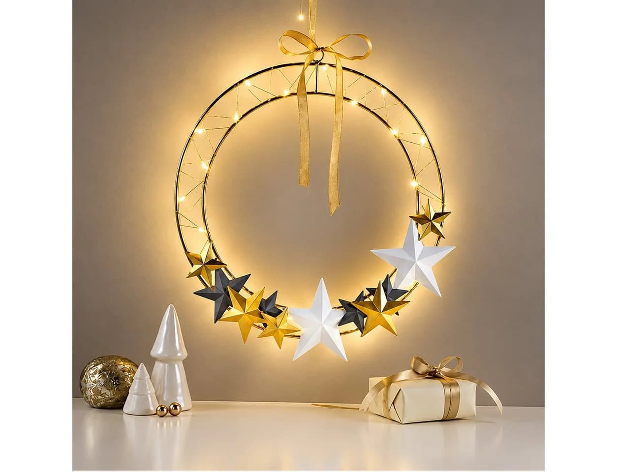 Weltbild LED Metallring 30cm Weihnachtsdeko Leuchte Weiss - Bild 2