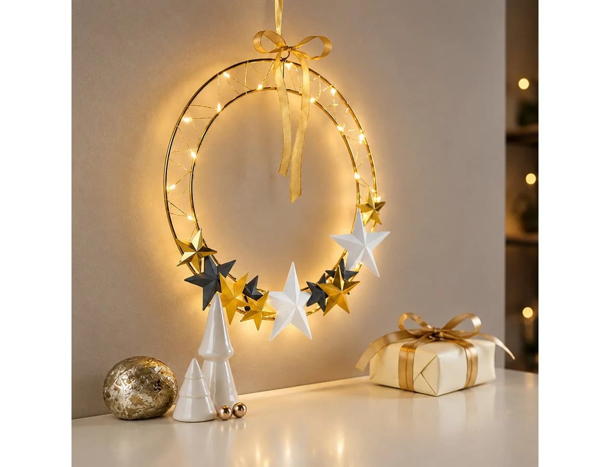 Weltbild LED Metallring 30cm Weihnachtsdeko Leuchte Weiss - Bild 4
