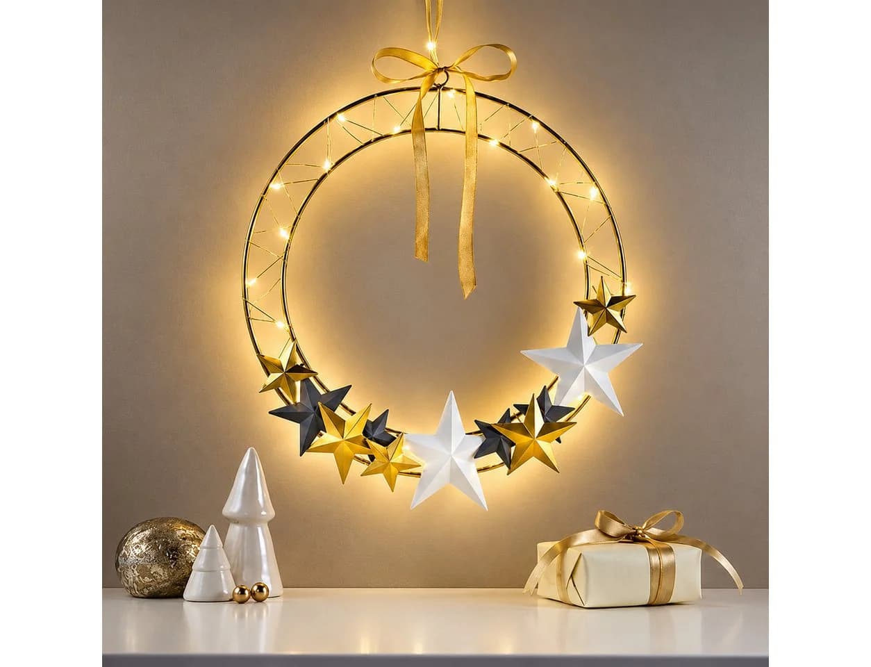 Weltbild LED Metallring 30cm Weihnachtsdeko Leuchte Weiss - Bild 5