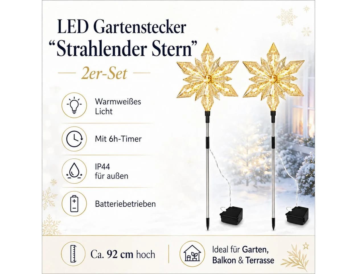 Weltbild LED Gartenstecker Shiny Stars 2er-Set Sternenlicht Solar
