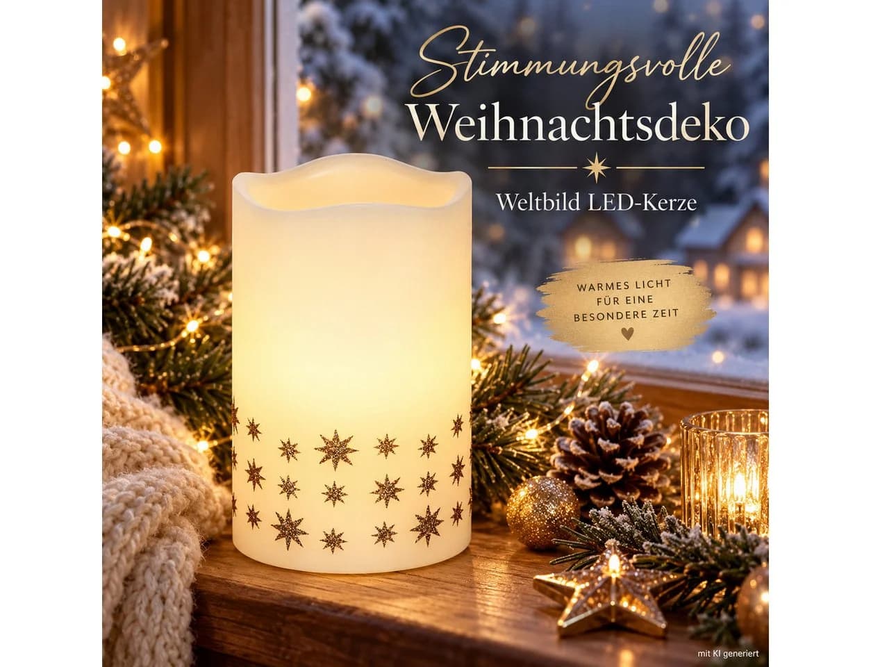 Weltbild LED-Kerze Shiny Star Echtwachs Stern Dekokerze - Bild 4