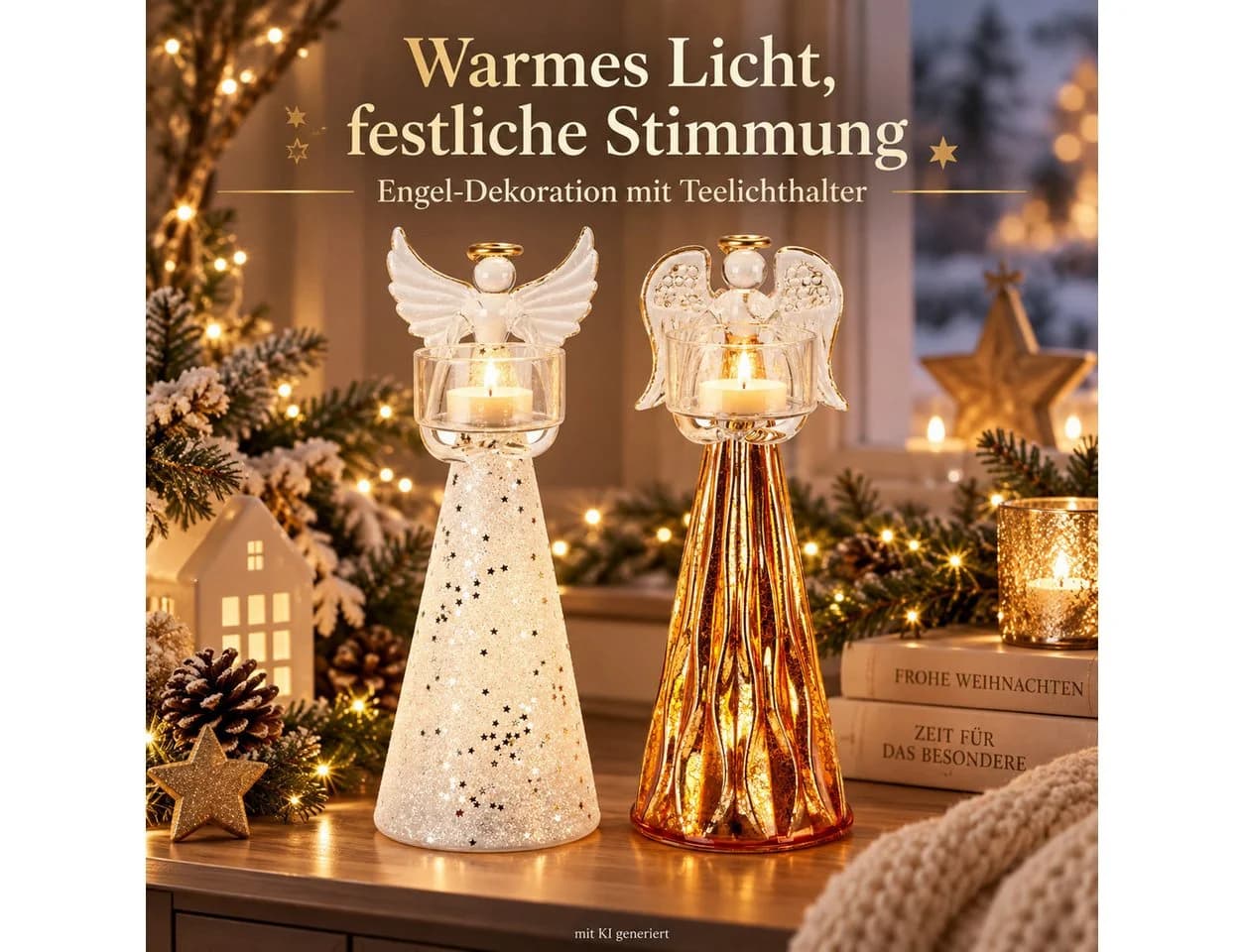 Weltbild LED-Engel mit Teelichthalter 2er Set Glas Weihnachtsdeko - Bild 4