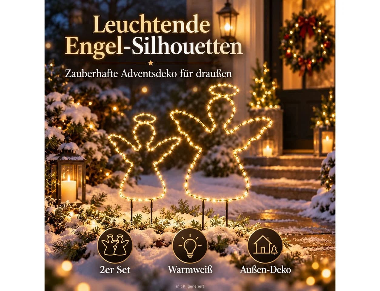 Weltbild Gartenstecker XXL Engelchen 2er Set Gold Silhouette - Bild 4