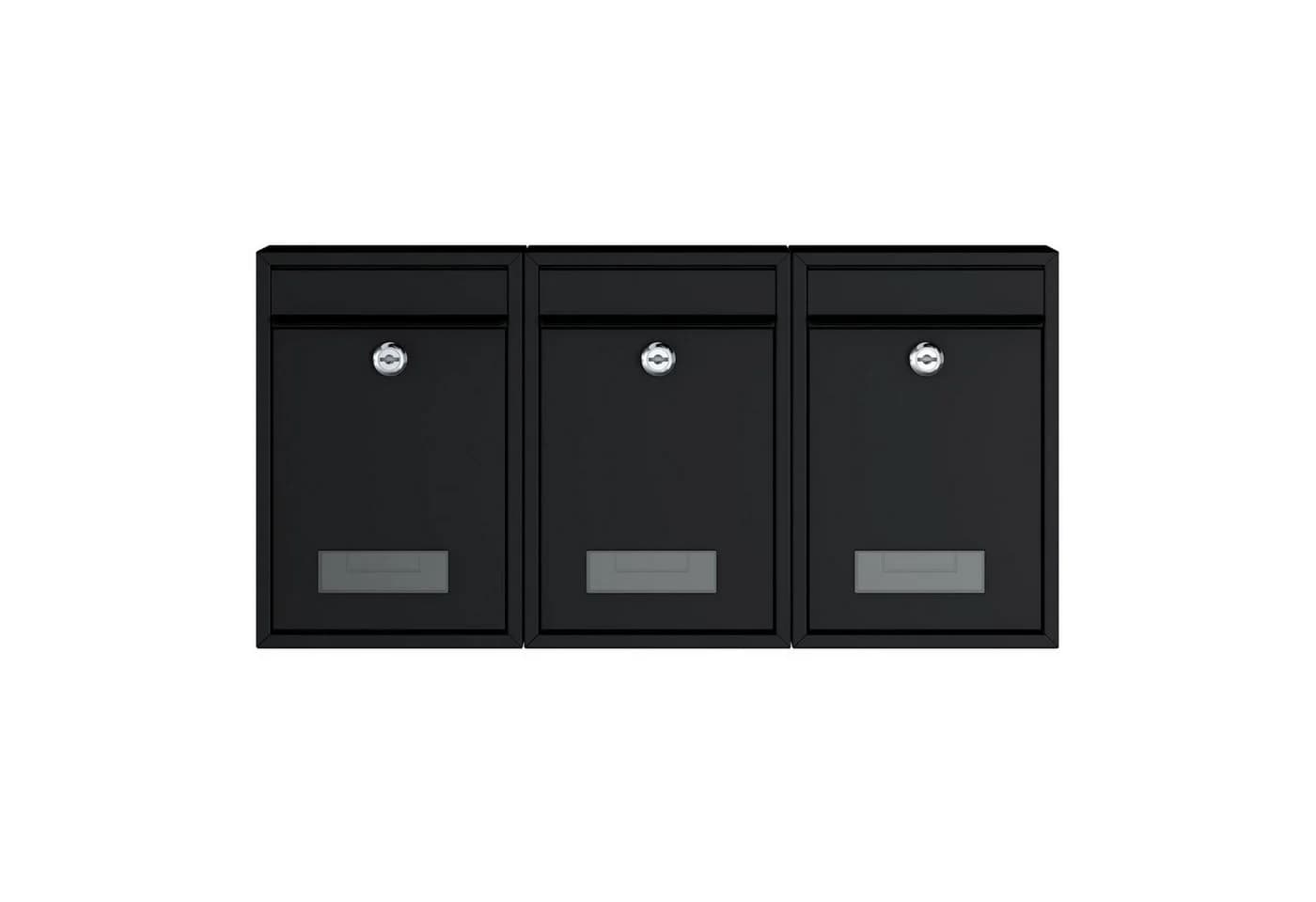 BASI Wandbriefkasten 3er Set Schwarz