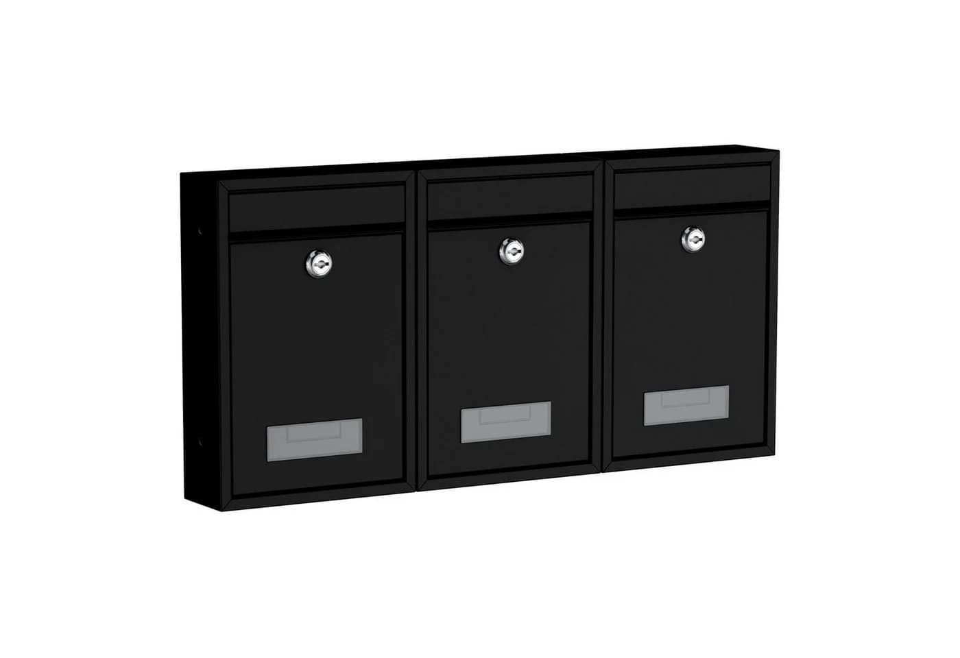 BASI Wandbriefkasten 3er Set Schwarz - Bild 2