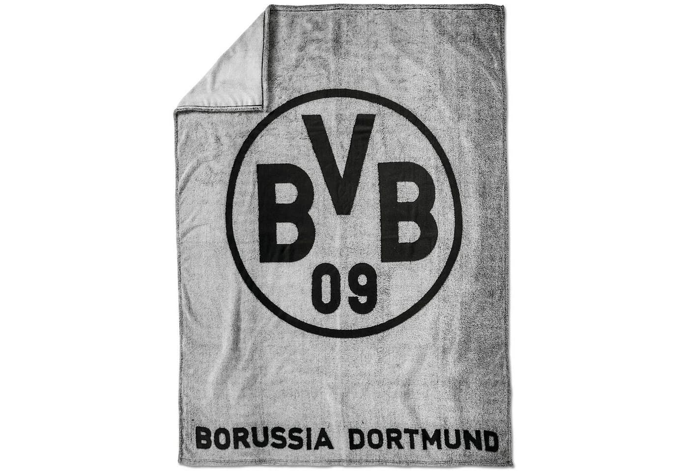 BVB Fleecedecke grau 100% Polyester Coral Fleece
