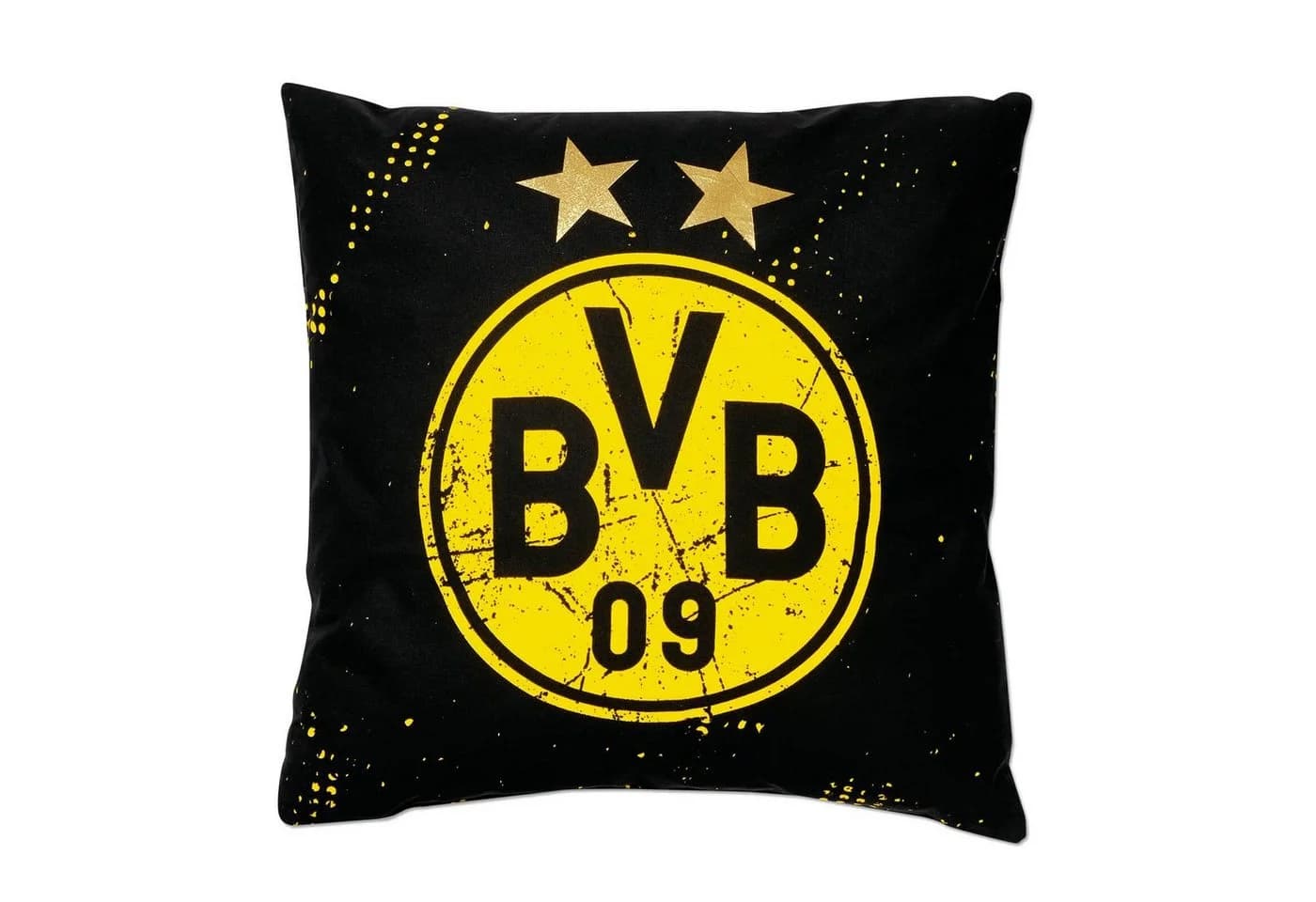 BVB Kopfkissen Sterne Schwarz-Gelb 100% Baumwolle - Bild 2