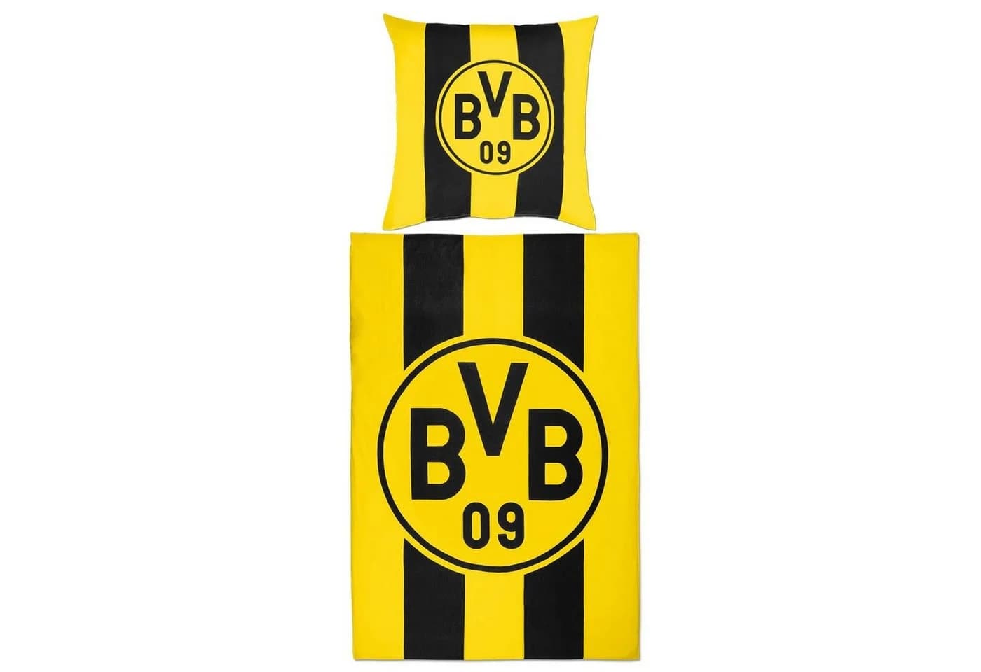 BVB Bettwäsche Blockstreifen 135 x 200 cm 100 % Baumwolle Schwarz-Gelb - Bild 2