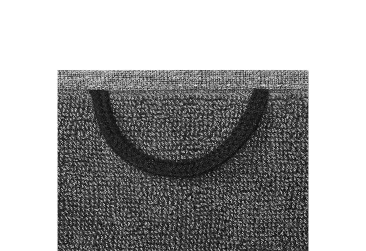 BVB Badetuch Grau/Schwarz 70x180 cm Bio-Baumwolle mit Schlaufe - Bild 4