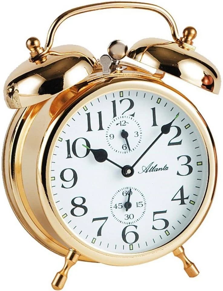 Atlanta Quarzwecker 1058-9 Gold Retro Wecker mit Leuchtzeiger