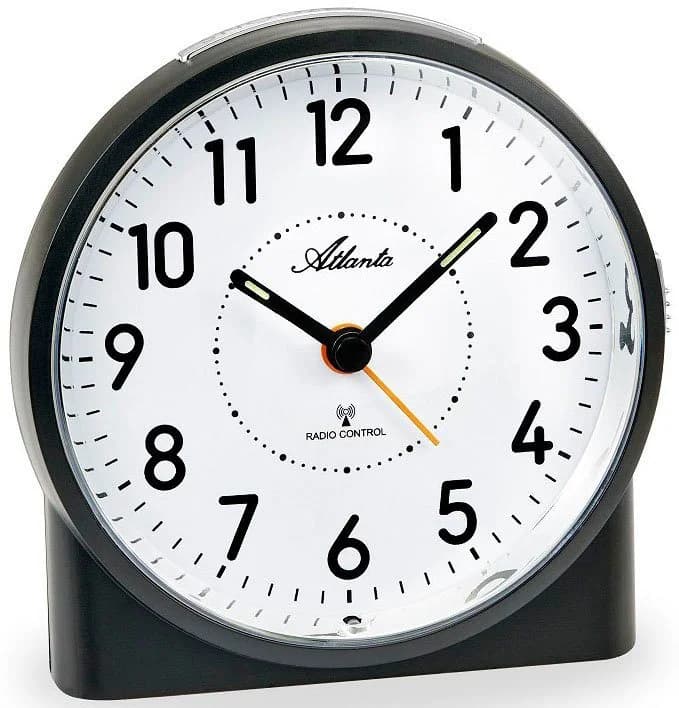 Funkwecker ATLANTA 1843/7 Schwarz Analog mit Funk und Beleuchtung