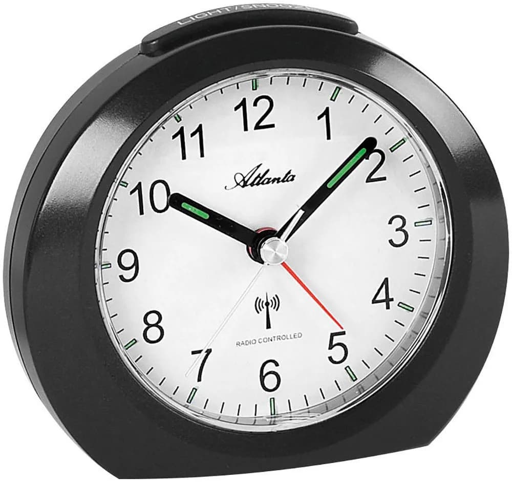 Funkwecker ATLANTA Schwarz Analog mit Funktechnik