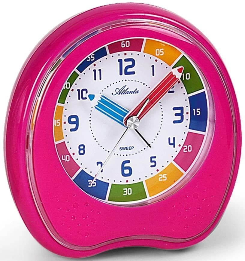 Atlanta Kinderwecker 1953-17 Pink Analog mit Beleuchtung