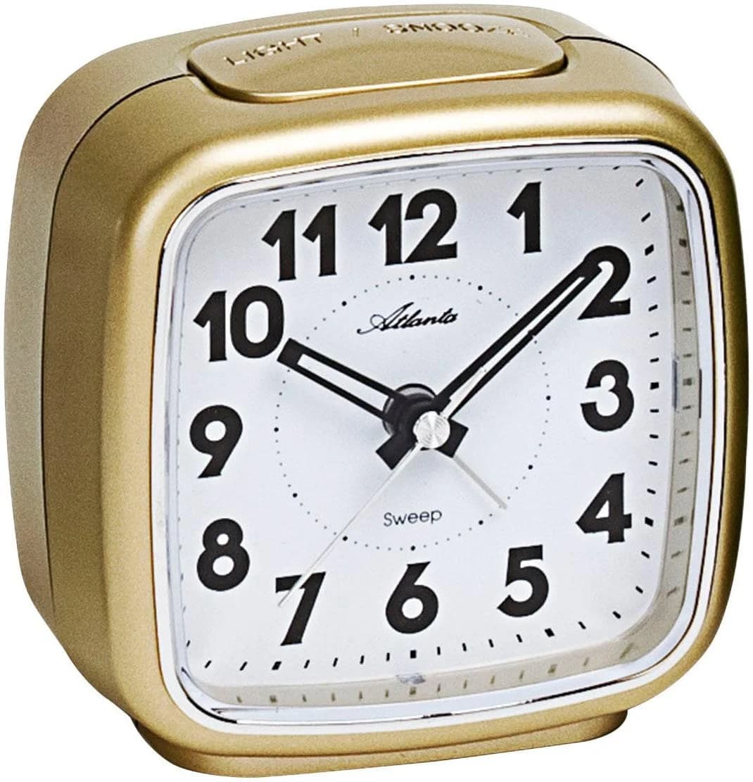 Atlanta Quarzwecker Gold Analog mit Beleuchtung und Weckwiederholung