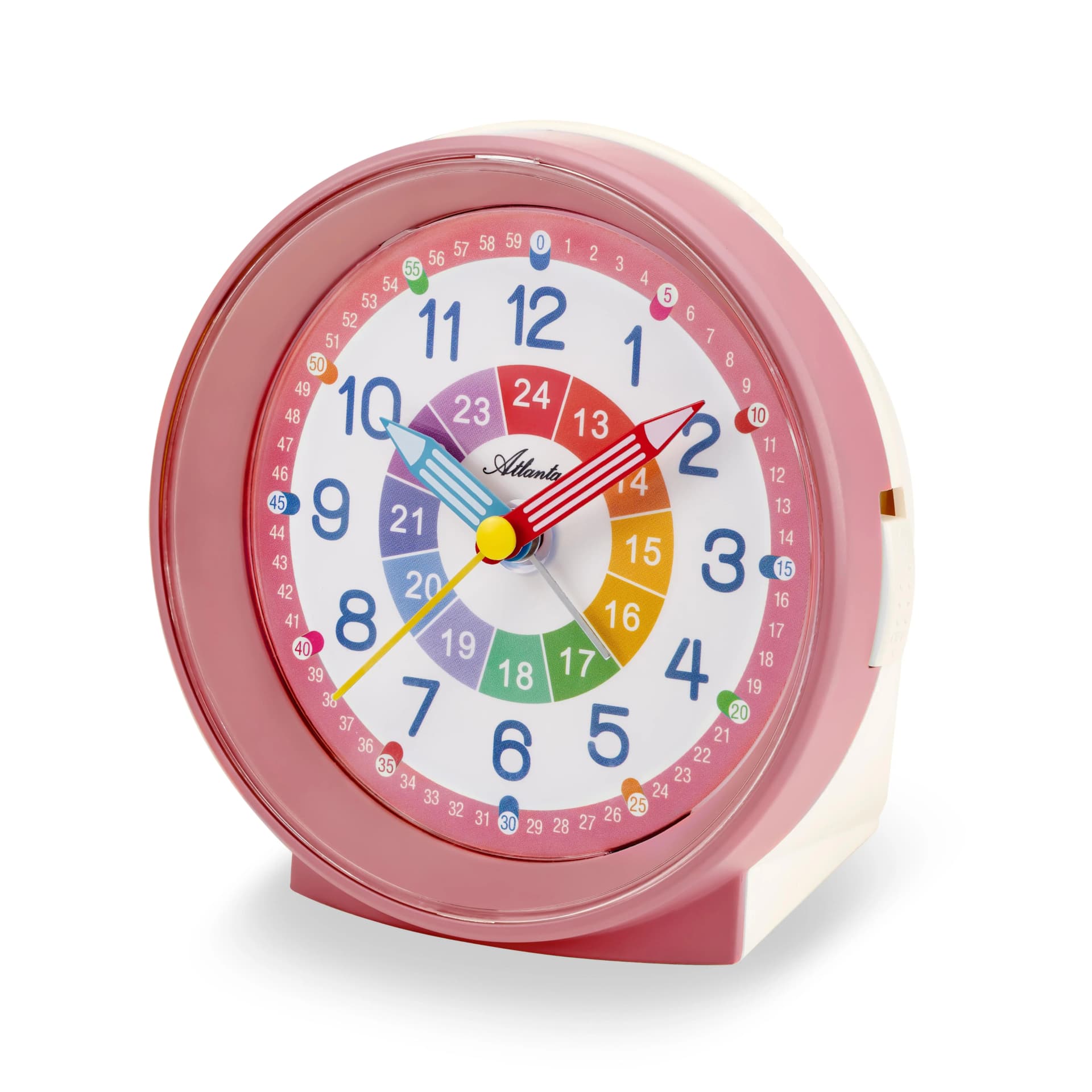 Atlanta Kinderwecker Analog Rosa mit Beleuchtung und Crescendoalarm