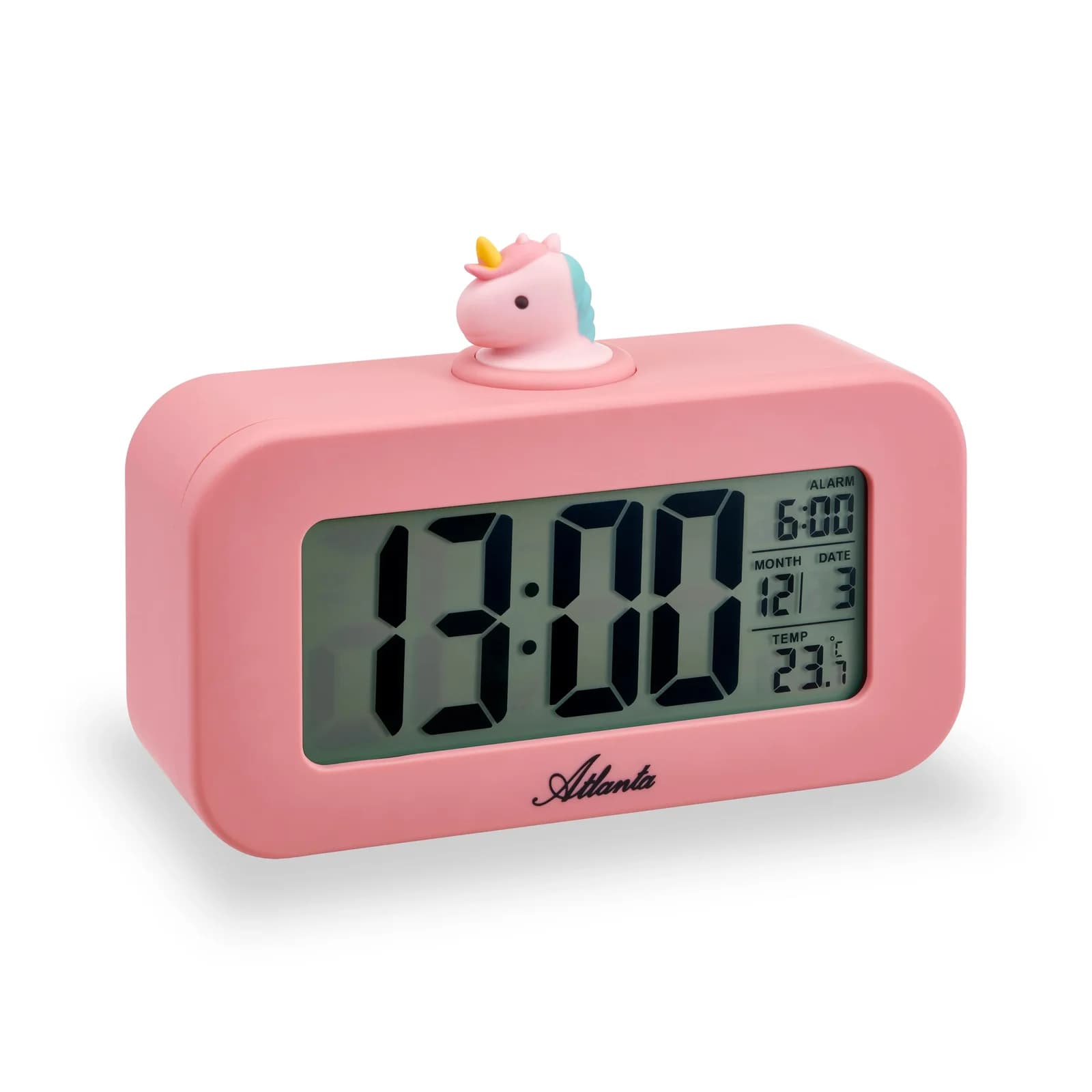 Atlanta Kinderwecker Digital Pink LCD mit Temperaturanzeige