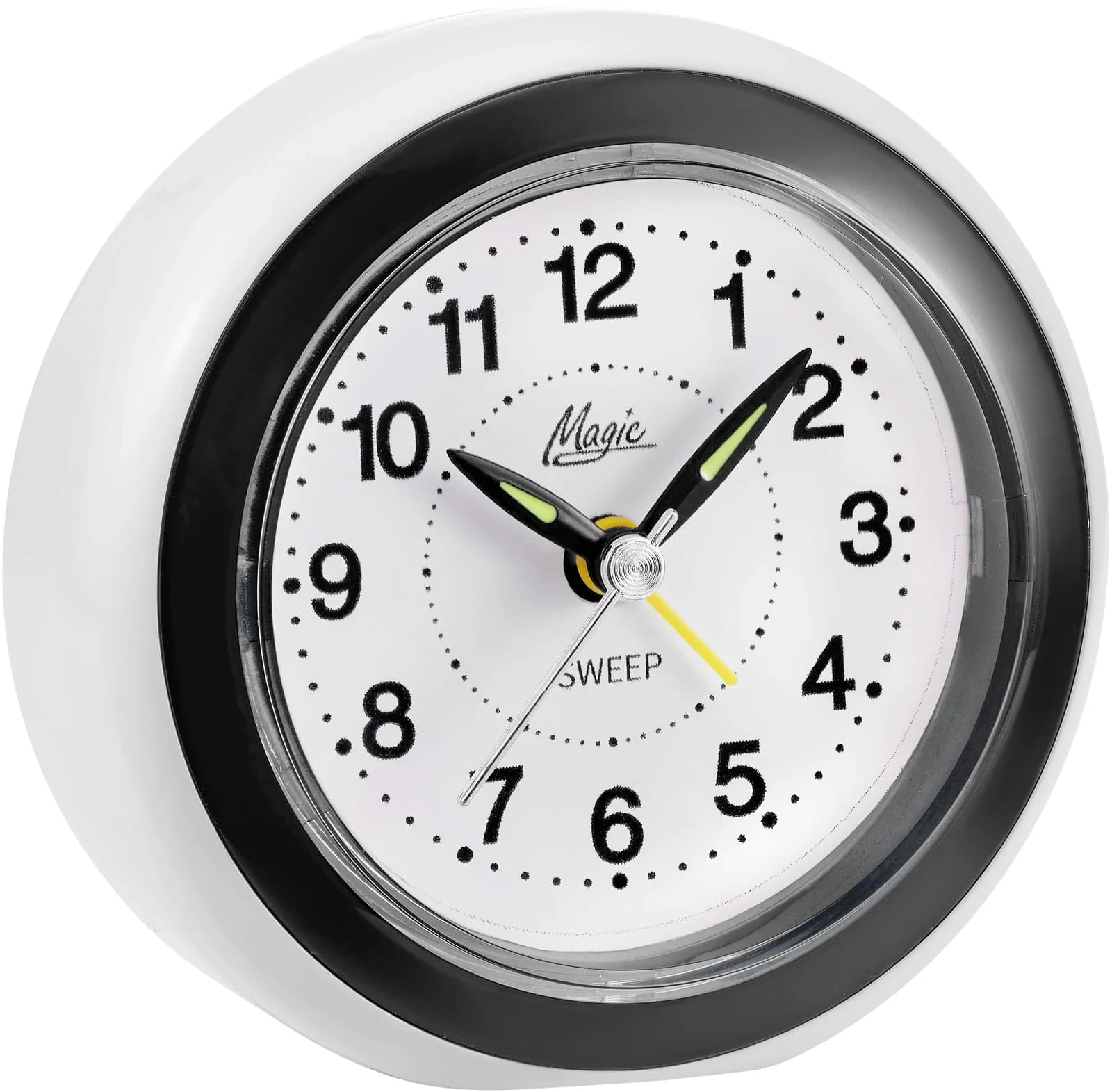 Atlanta Quarzwecker Schwarz-Weiß Analog mit Leuchtzeiger