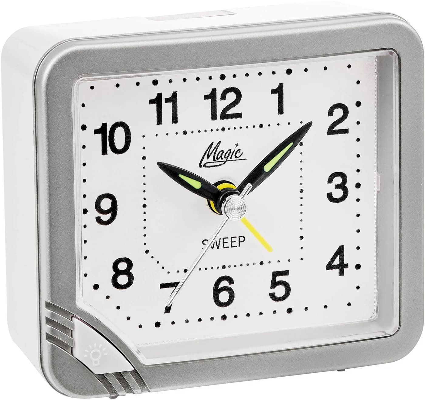 Atlanta Quarzwecker Analog Silber/Weiß Leuchtzeiger Weckwiederholung
