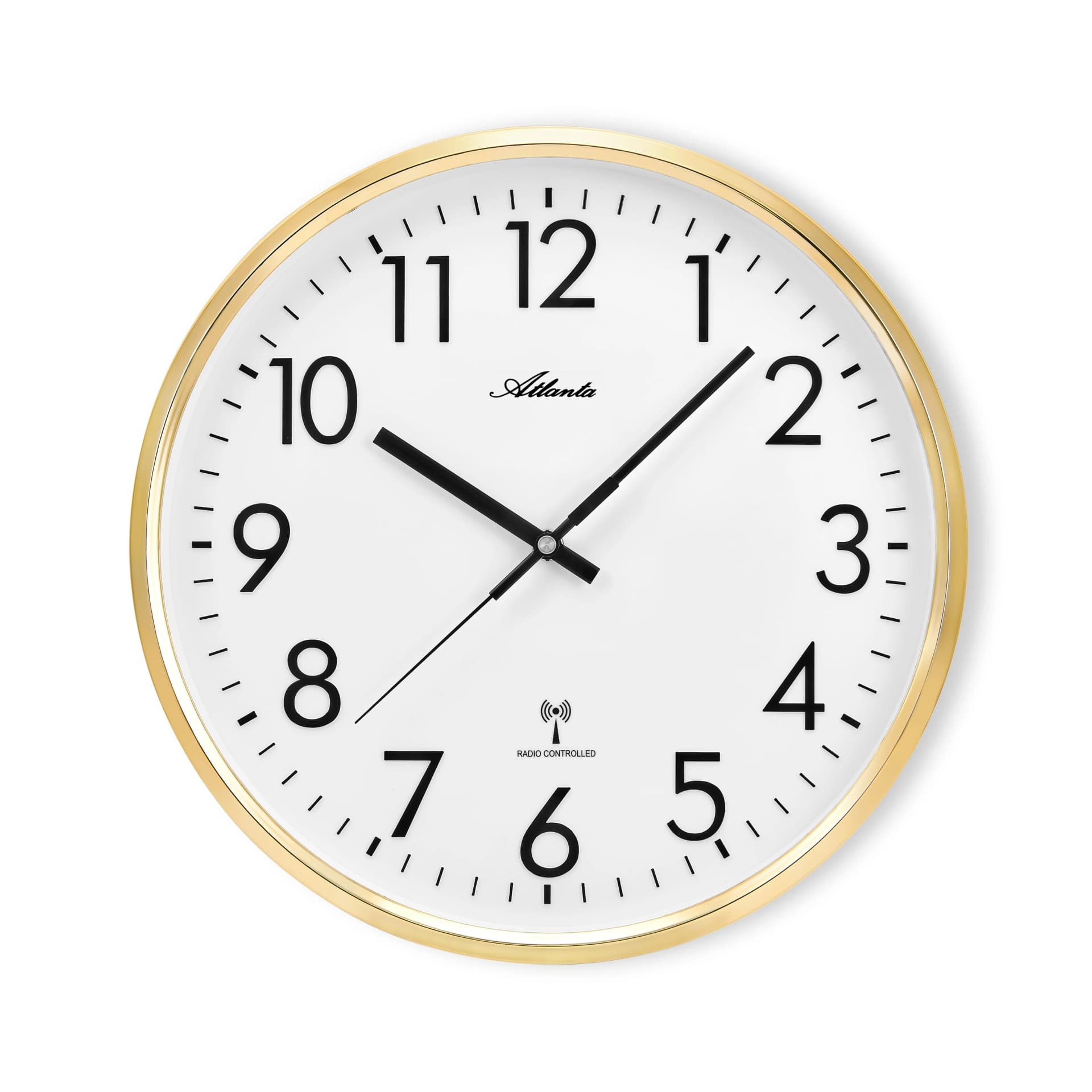 Atlanta Funkwanduhr Gold 32cm Analog Quarz