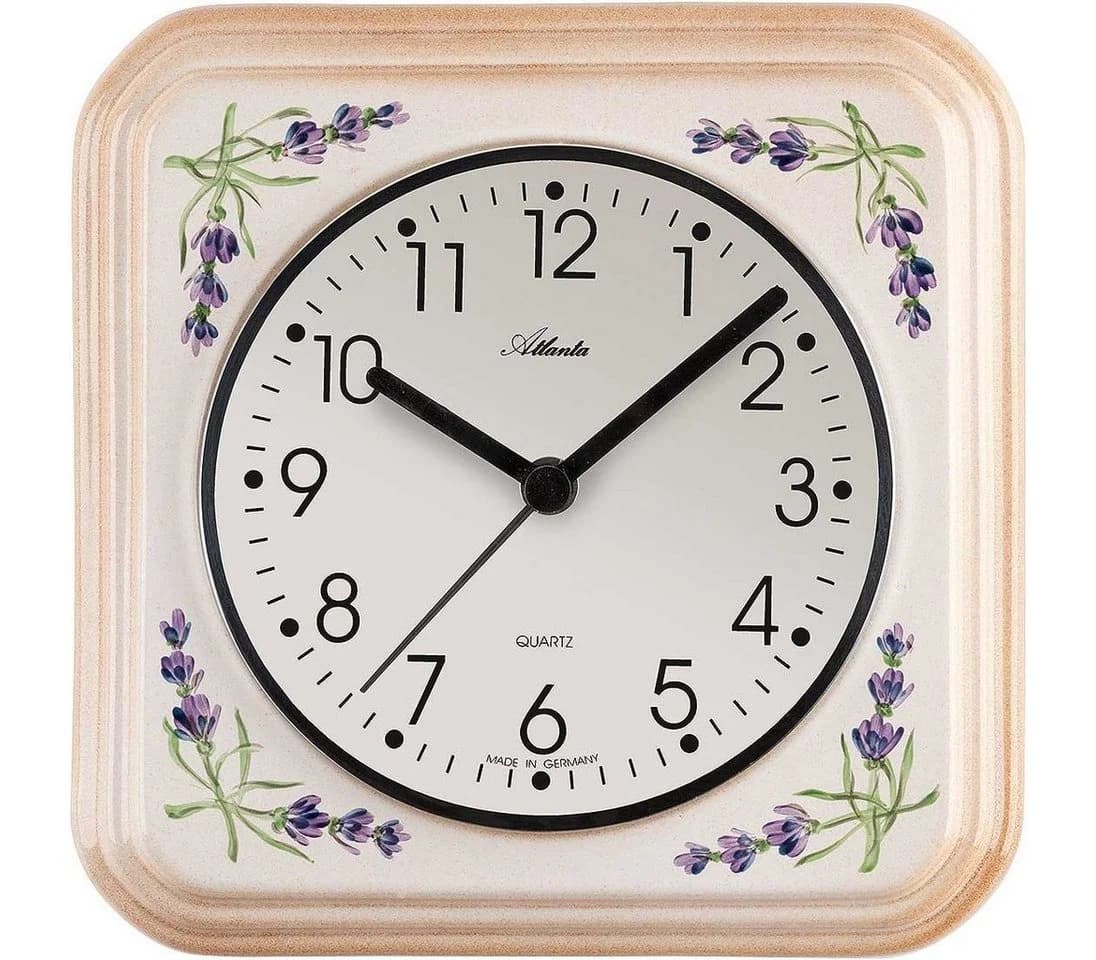 Atlanta Wanduhr Keramik 21x21 cm Violett Lavendel