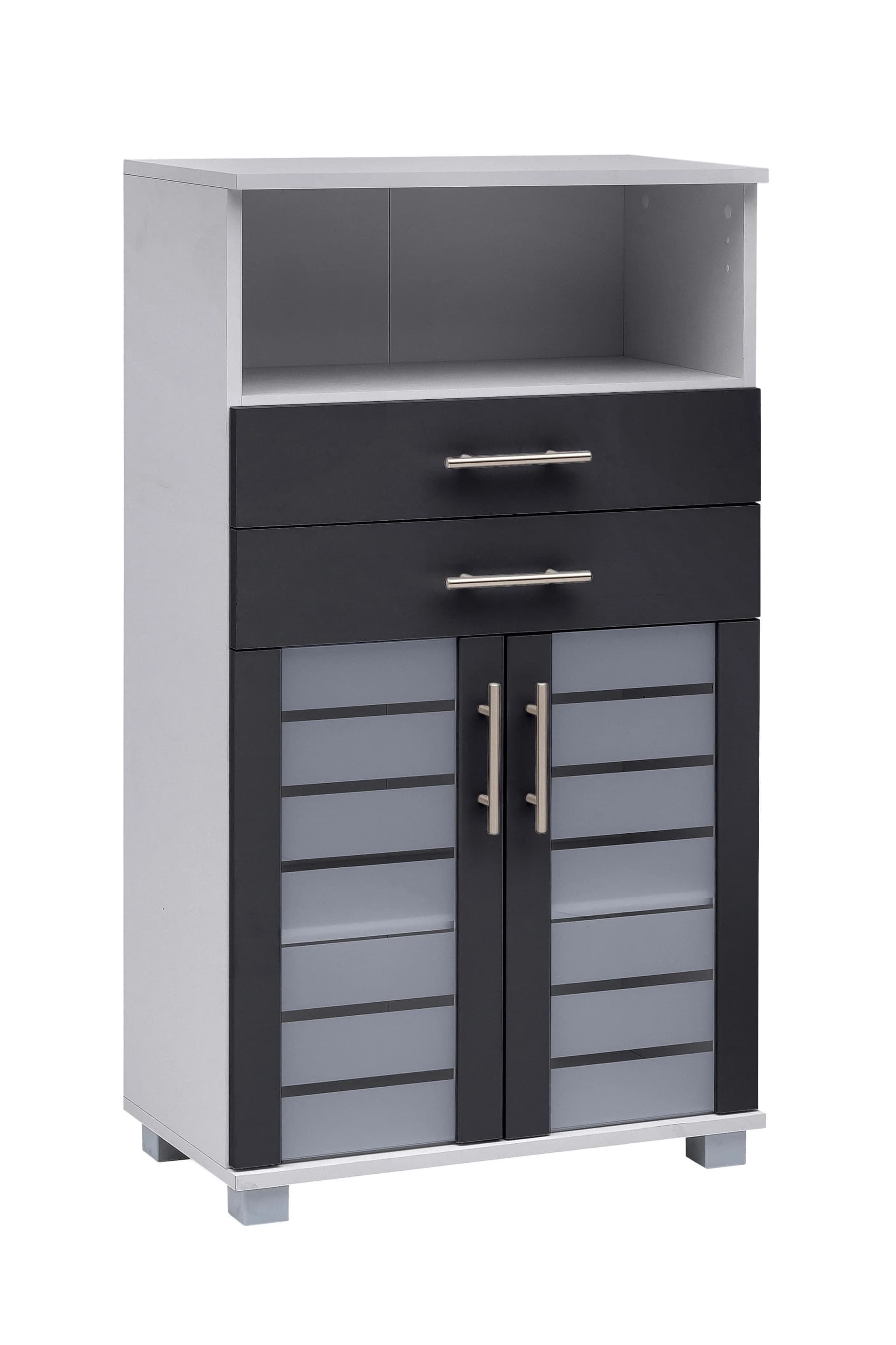 Schildmeyer Midischrank Nikosia Grau Silber Glastüren 2 Schubladen - Bild 3