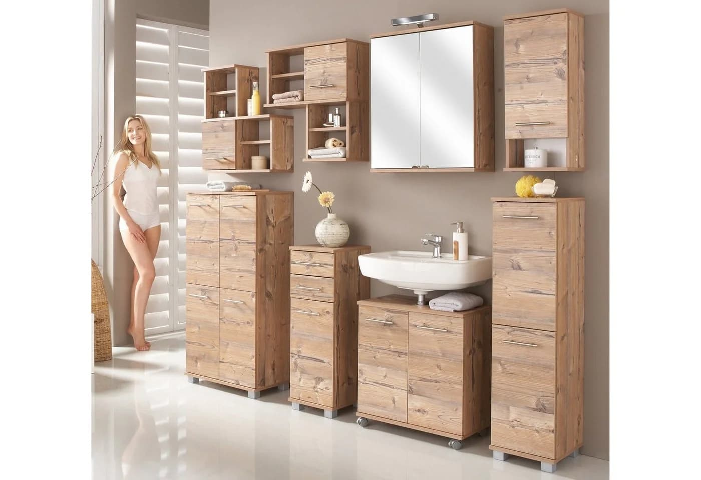 Schildmeyer Waschbeckenunterschrank Isola Braun Silberfichte - Bild 4