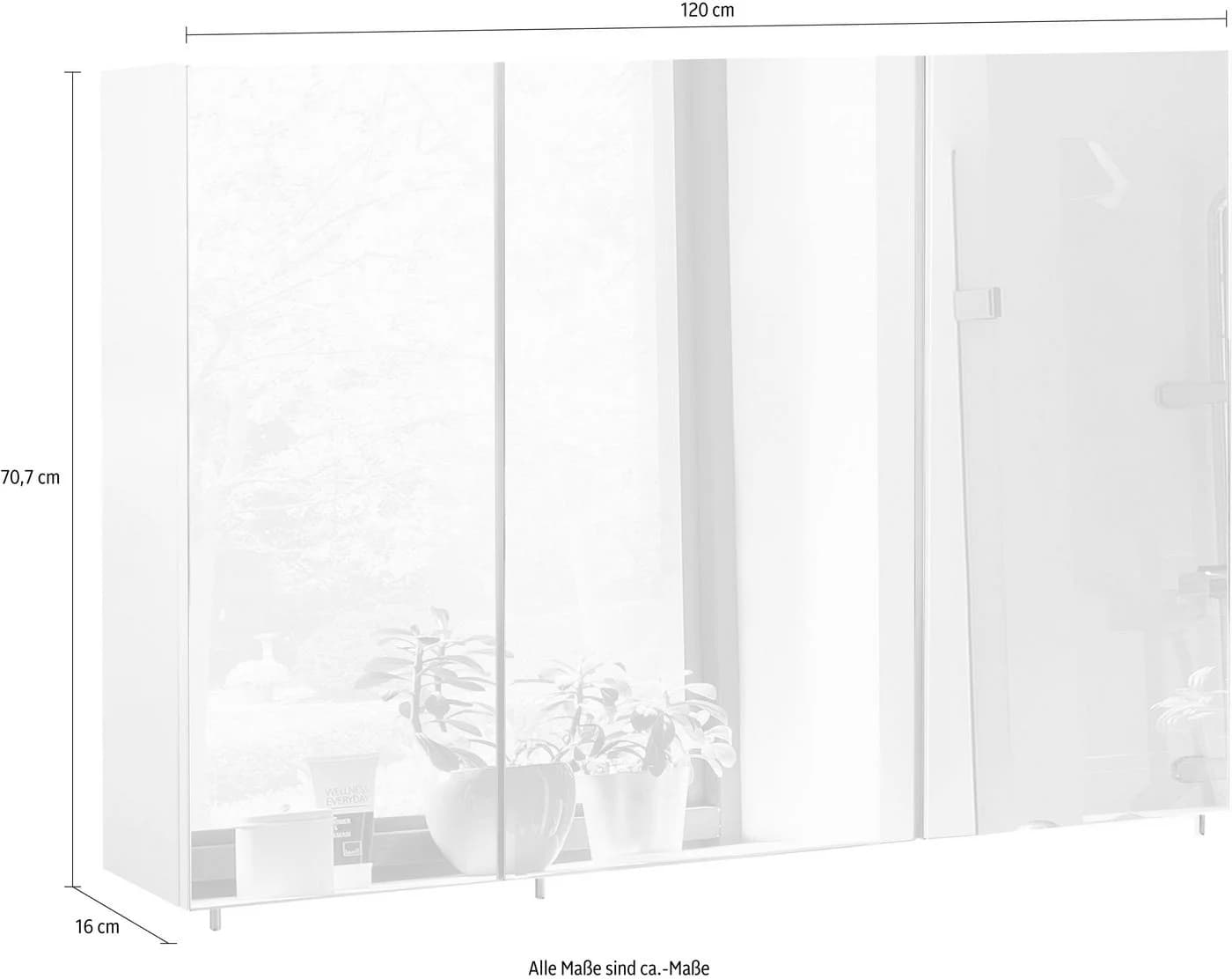 Schildmeyer Spiegelschrank Basic Weiß Glanz 3-türig - Bild 3