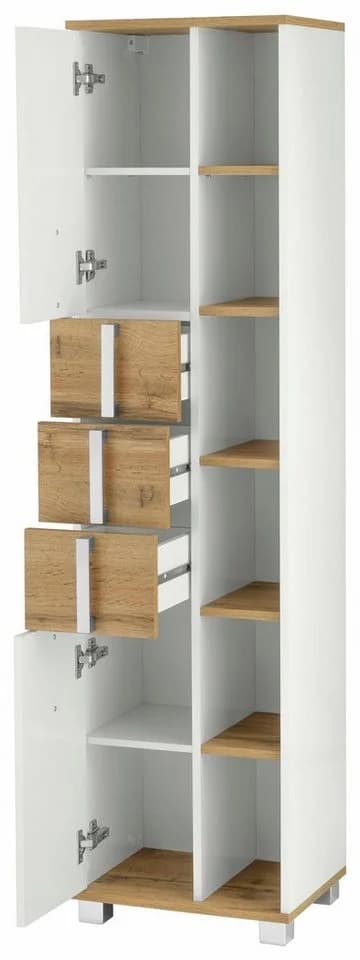 Schildmeyer Hochschrank Kampen Weiß Hochglanz mit Soft-Close - Bild 4