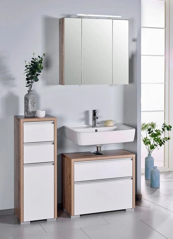 Schildmeyer Bello Waschbeckenunterschrank Weiß Wildeiche Modern