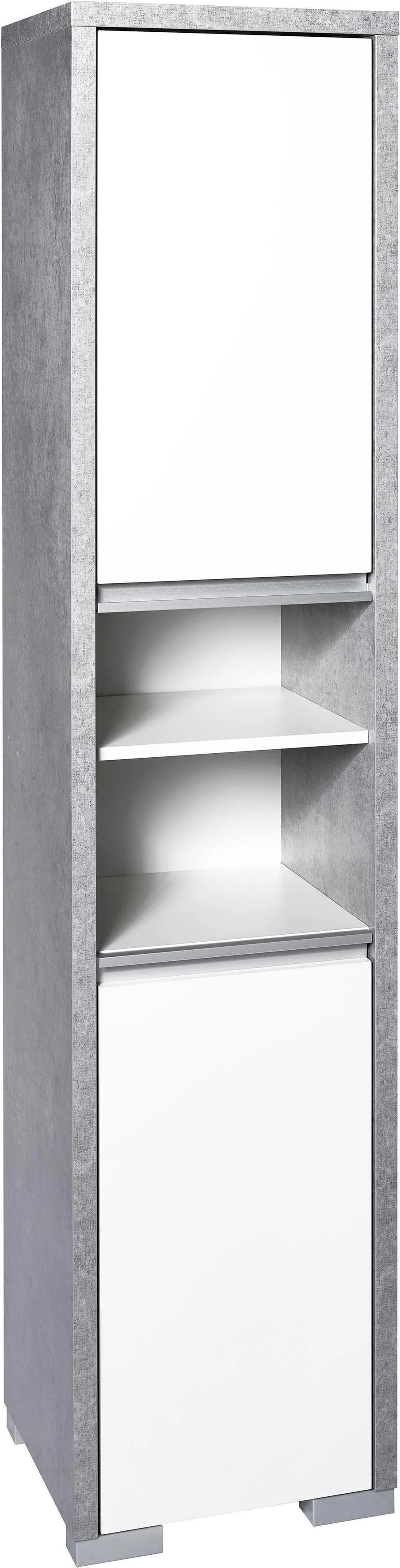 Schildmeyer Hochschrank Bello Grau/Weiß Glanz mit Soft-Close