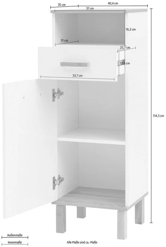 Schildmeyer Midischrank Padua Weiß Eiche Landhaus - Bild 5