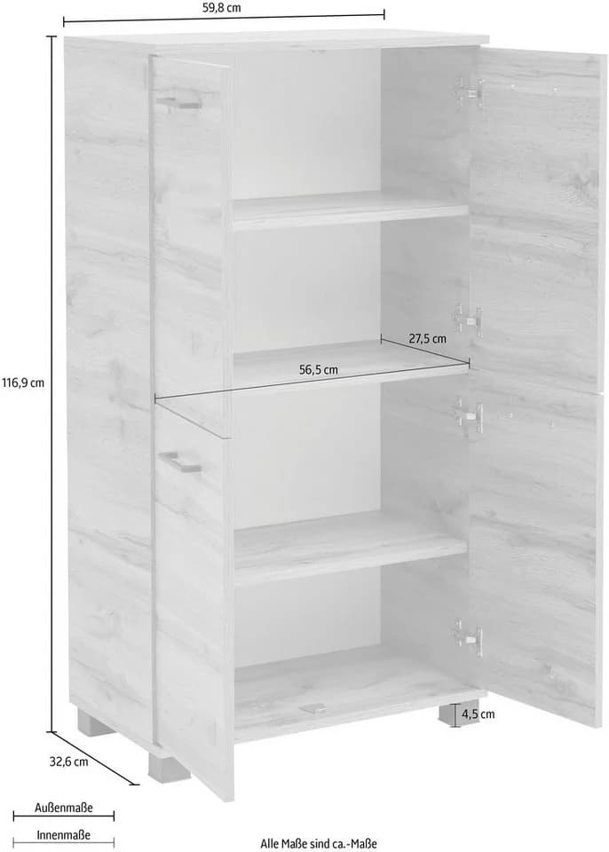 SCHILDMEYER Midischrank Nora Eiche Landhausfarben 4 Türen - Bild 5