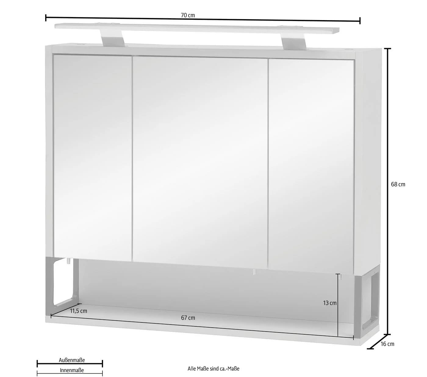 Schildmeyer Spiegelschrank Limone 3-türig mit LED und Soft-Close - Bild 5