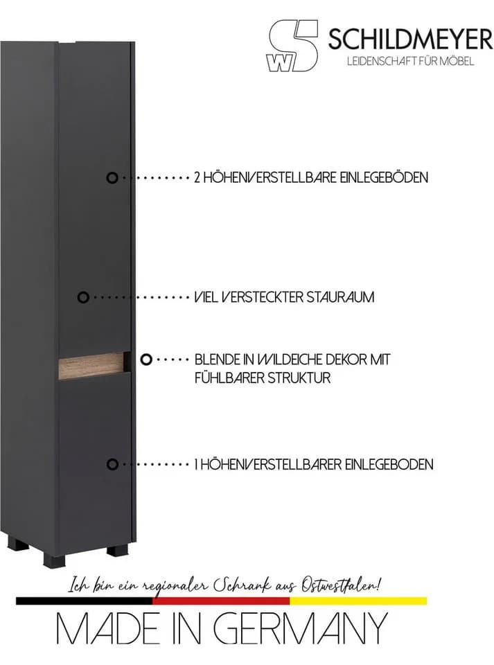 Schildmeyer Hochschrank Cosmo Anthrazit mit Wildeiche-Blende - Bild 4