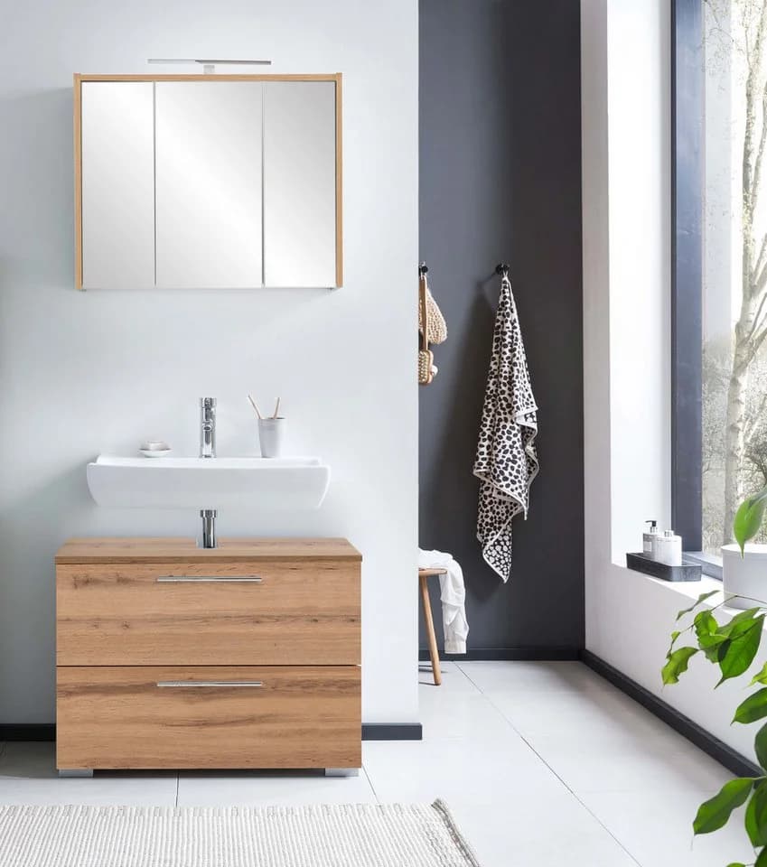 WELLTIME Carlos Waschbeckenunterschrank Eiche Landhausfarben