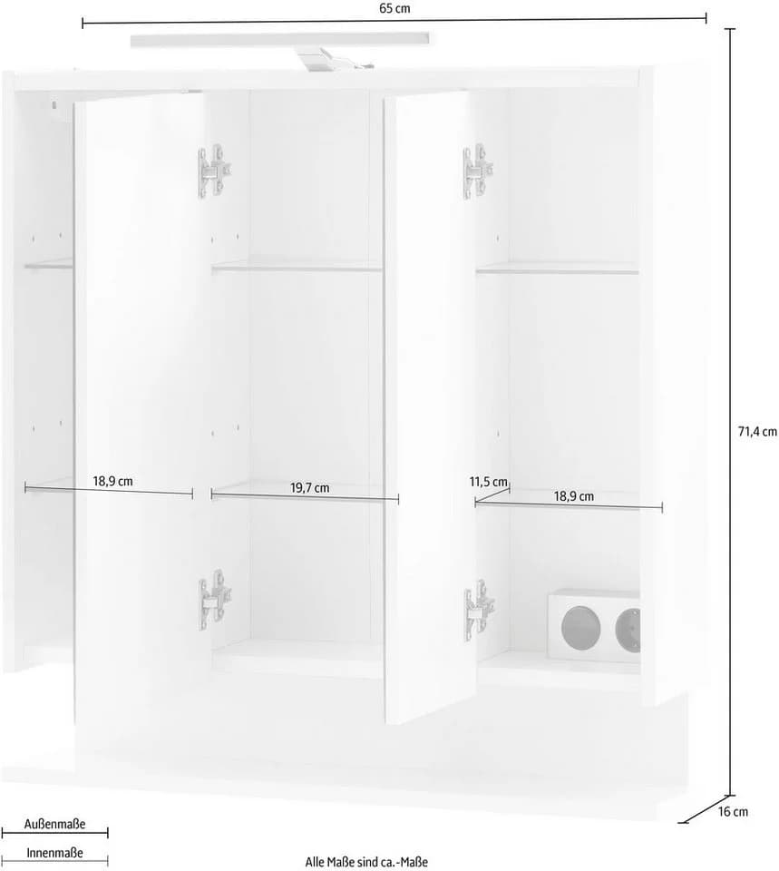Spiegelschrank INOSIGN List Weiß Glanz mit LED und 3 Spiegeln - Bild 5