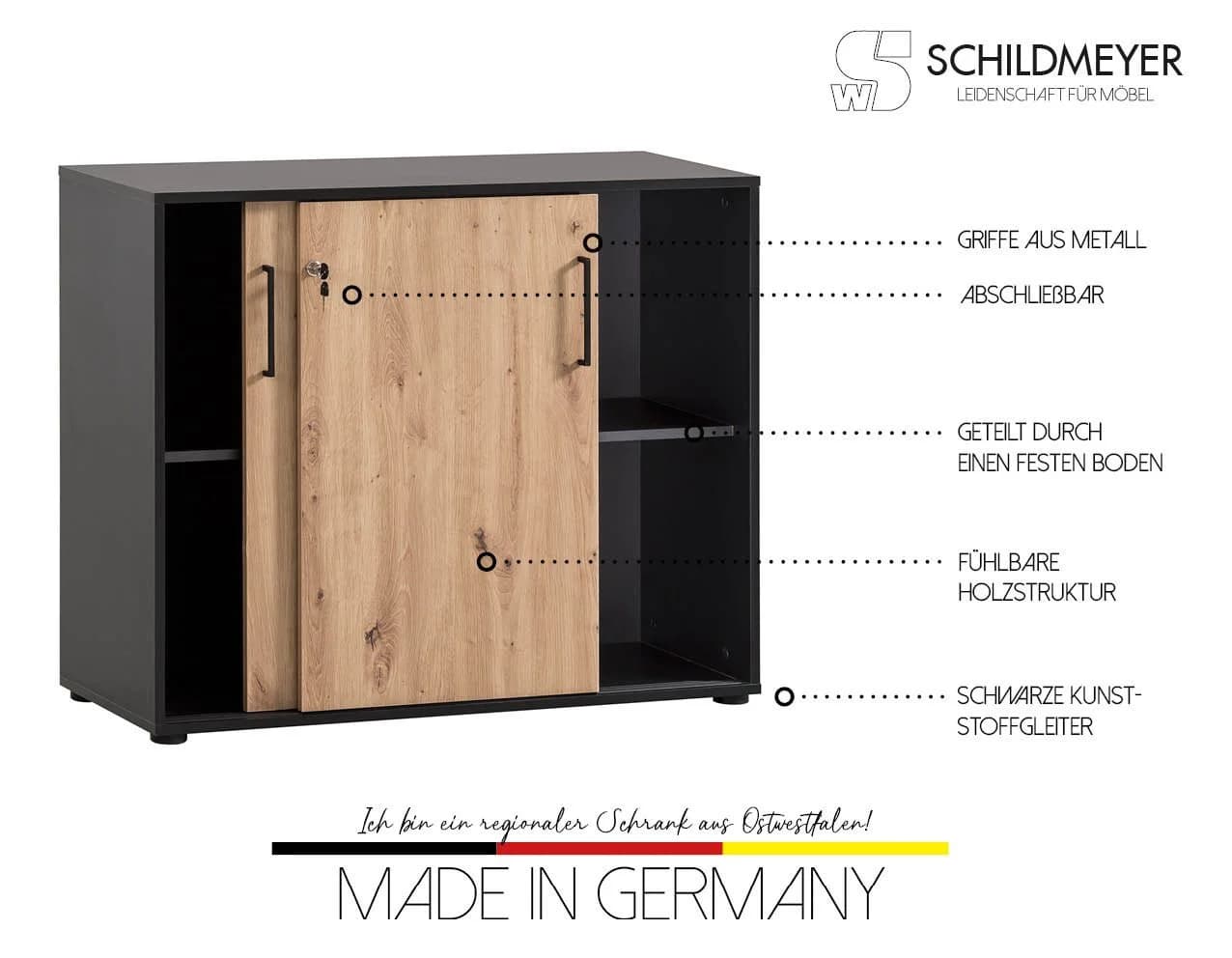 WELLTIME Aktenschrank Aino Schwarz Eiche FSC - Bild 3