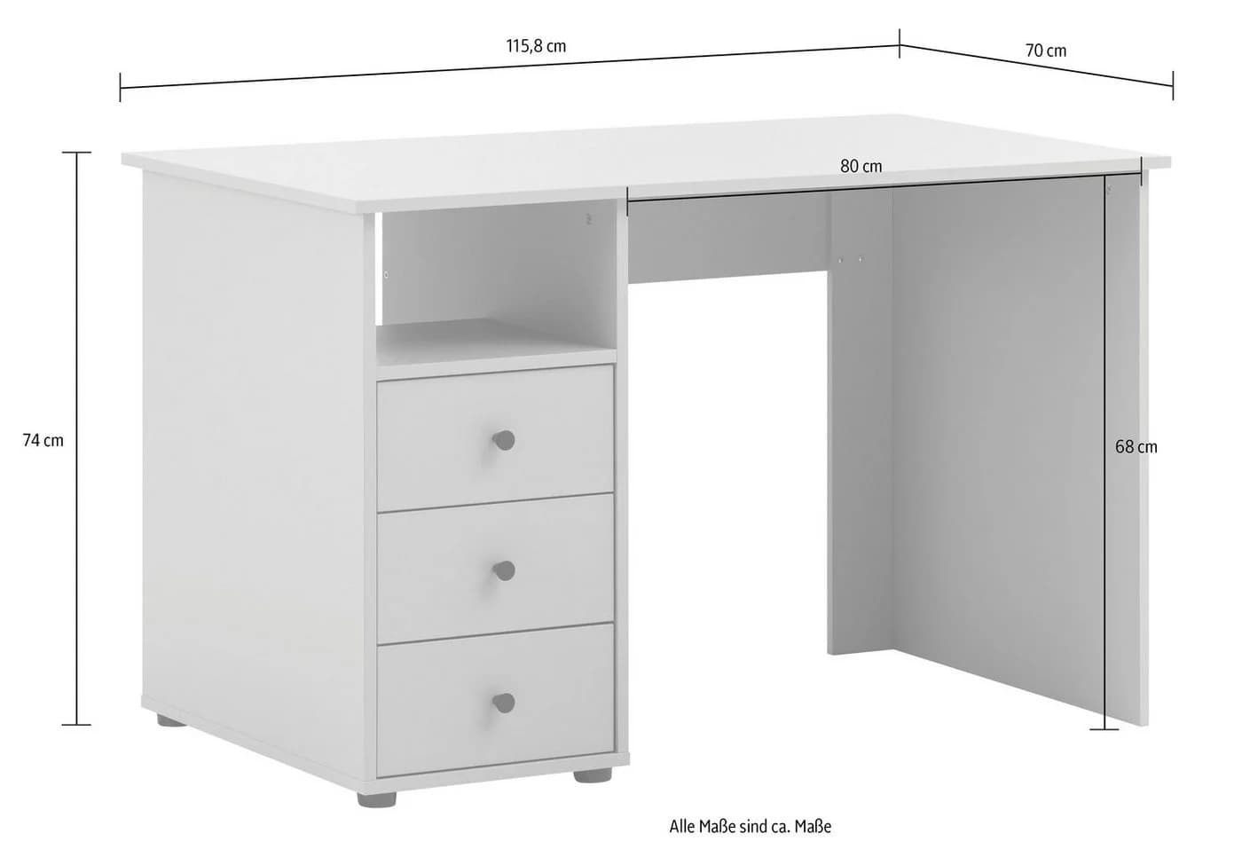 Schildmeyer Schreibtisch Smash 115 cm 3 Schubladen Metallbeschläge - Bild 5