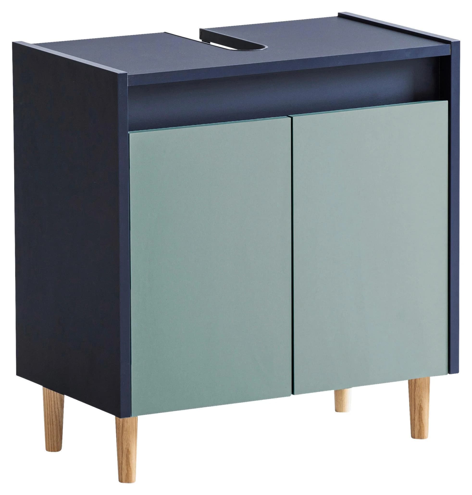 WELLTIME Waschbeckenunterschrank Lovis 56 cm Blau FSC Holzwerkstoff
