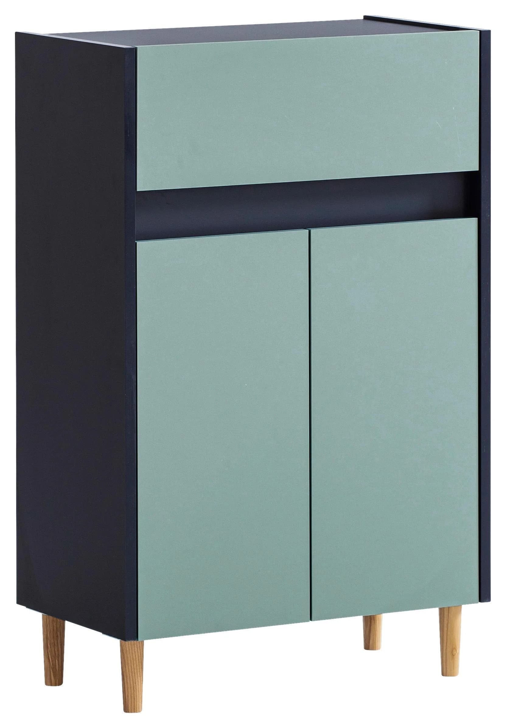 WELLTIME Unterschrank Lovis Blau 2 Türen 1 Schublade FSC Holzwerkstoff