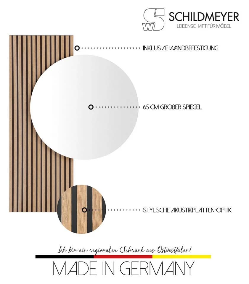 Schildmeyer Loft Wandspiegel Eiche Braun Akustikprint - Bild 3