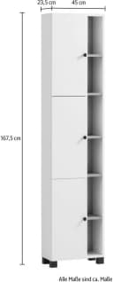 WELLTIME Hochschrank Lugo Weiß Mattweiß 3 Türen Bild 5