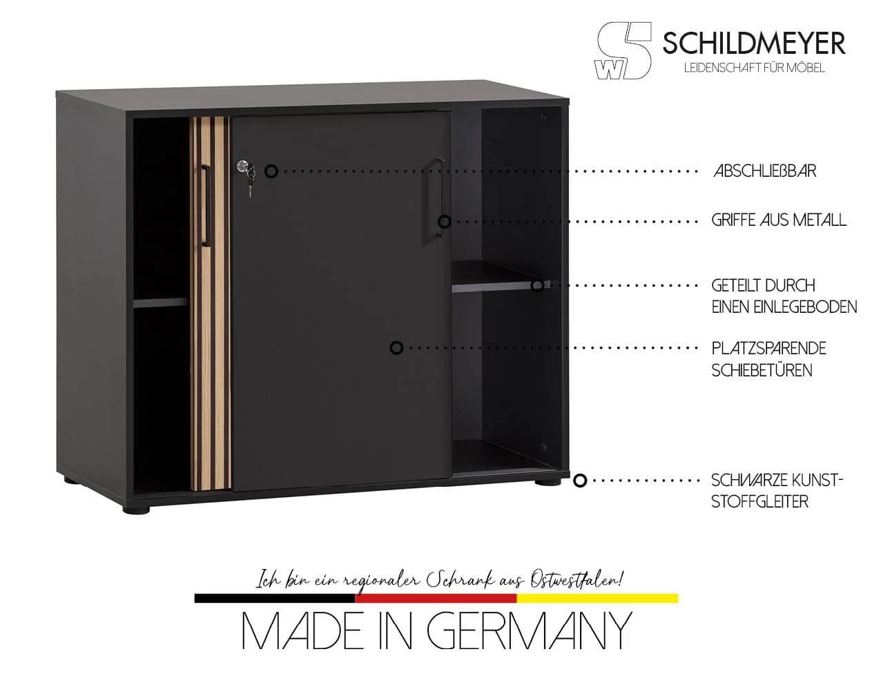 Schildmeyer Schiebetürenschrank Hank Schwarz Matt Akustikprint - Bild 3