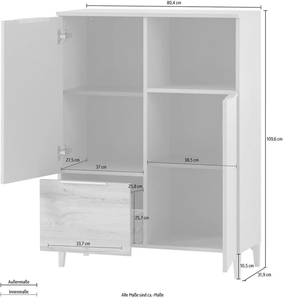 Schildmeyer Midischrank Smilla Grün Eiche Landhaus - Bild 4