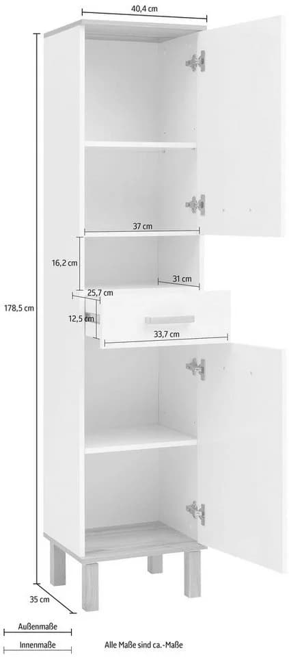 Schildmeyer Hochschrank Padua Weiß Eiche Landhaus - Bild 4
